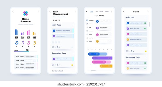 Phone planner app. Task manager and project schedule mobile application interface with task plan dashboard.  infographic design. Illustration of app business, application mobile schedule - Powered by Shutterstock