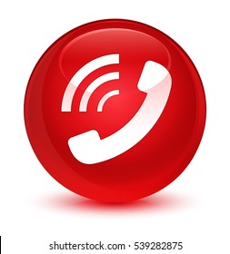 Phone Ringing Icon Glassy Red Round Button