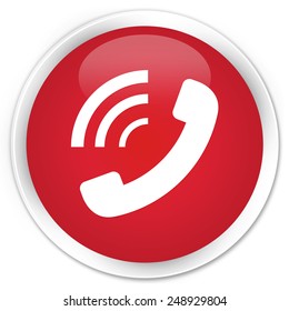 Phone Ringing Icon Red Glossy Round Button