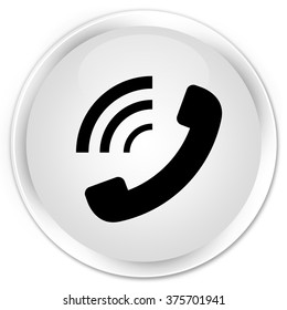 Phone Ringing Icon White Glossy Round Button