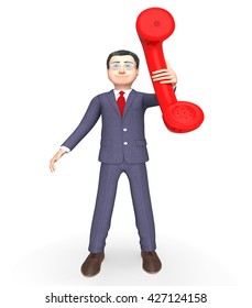 Phone Talking Representing Call Us And Talks 3d Rendering