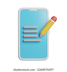 Phone Typing Text 3d rendering illustration