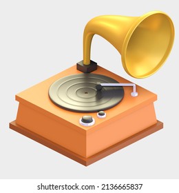 Phonograph Icon 3d Music Instrument Illustration Render