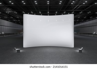 Photo Backdrop for mockup and Corporate identity,Display design.Empty booth Design.Retail booth elements in Exhibition hall.booth Design trade show.Blank Booth system of Graphic Resources.3d render.