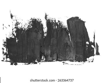 Photo Black Grunge Brush Strokes Oil Paint Isolated On White Background