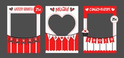 Photo Booth Props Frame For Valentines Day And Wedding Party. Marriage Or Love Celebration. Candy And Kisses Booth. Giant Cut Out Design. Red And White Photo Frame. Selfie Photobooth. 