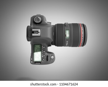 photo camera 3d render on grey background