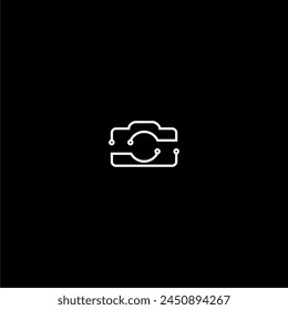 Photo camera tech logo icon isolated on dark background - Powered by Shutterstock