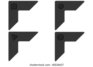 Photo Corners With Geometrical Carves Over White Background