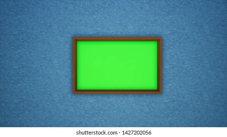 Photo Frame Hanging On Wall Green Screen 3d Render