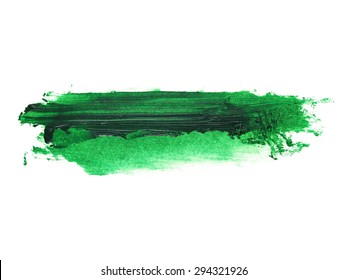 Photo Green Grunge Brush Strokes Oil Paint Isolated On White Background