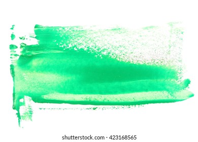 Photo Green Grunge Brush Strokes Oil Paint Isolated On White Background