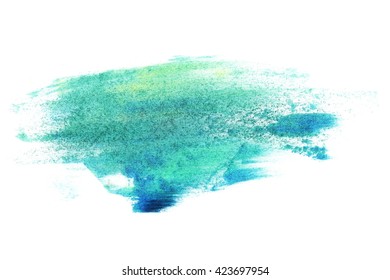 Photo Green Grunge Brush Strokes Oil Paint Isolated On White Background