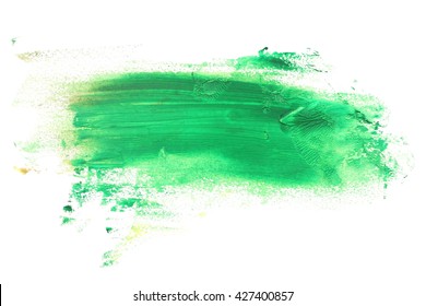 Photo Green Grunge Brush Strokes Oil Paint Isolated On White Background