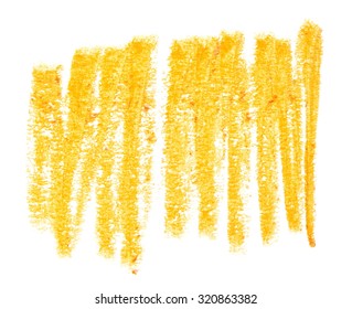 photo hatched grunge yellow wax pastel crayon spot isolated on white background