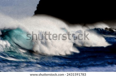 Photo painting, illustrated photo, with relief oil painting effect,  waves and the breaking sea on the coast of Tenerife,