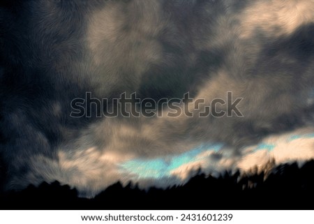 Photo painting, illustrated photo, with relief oil painting effect, the explosive cyclogenesis Klaus, Ortegal, A Coruna, Galicia, Spain, storm clouds,