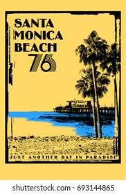 Photo Print California Beach Illustration, Tee Shirt Graphics, Typography