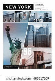 Photo Print New York Illustration, Tee Shirt Graphics, Amazing City Typography