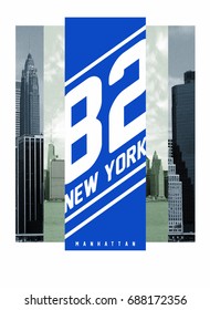 Photo Print New York Illustration, Tee Shirt Graphics, Manhattan Typography