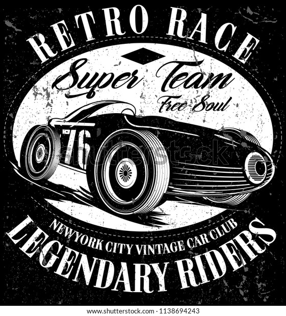 Photo print vintage race car for printing\
old school race poster.retro race car\
set