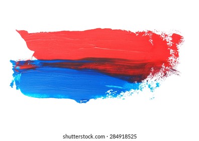 photo red blue grunge brush strokes oil paint isolated white background