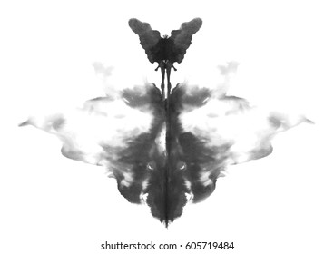 Photo Rorschach Inkblot Test Isolated On White Background
