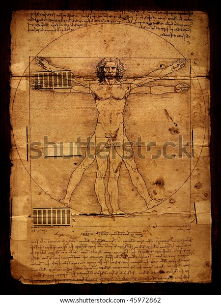 Photo Vitruvian Man By Leonardo Da Stock Illustration 45972862