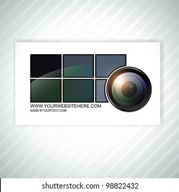 photographer abstract business card template with camera lens - Powered by Shutterstock