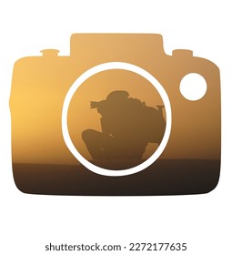 Photographer with silhouette of camera