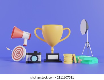 Photography Competition Awards Concept . 3d Illustration Rendering Render