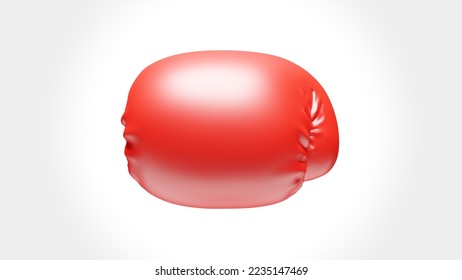 Photo-realistic 3DCG rendering of a frontal view of a right straight punch by red boxing glove.