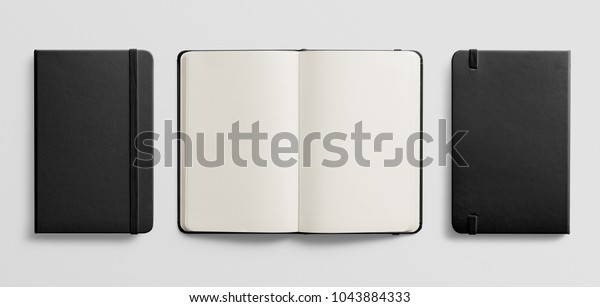 Download Photorealistic Black Leather Notebook Mockup On Stock Illustration 1043884333