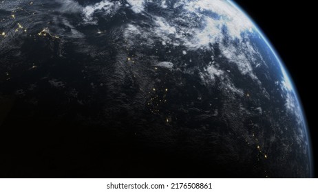 Photorealistic Earth View From Space. Massive  CG Graphics Created Using Particle System