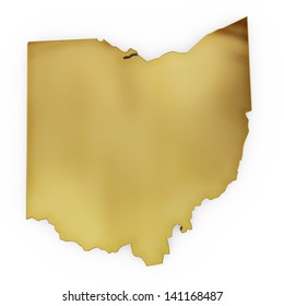 The photorealistic golden shape of Ohio isolated on white (series) . The rendering even has tiny scratches
