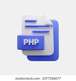 PHP file 3d icon or PHP file 3d icon illustration