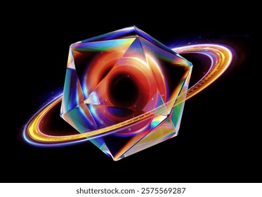 Physical graphic concept of atomic structure. Light ring. Colorful electron particle. 
Speed of light. Particle acceleration. Energy particle physics.
Energy ball. Science technology. Bright sphere.