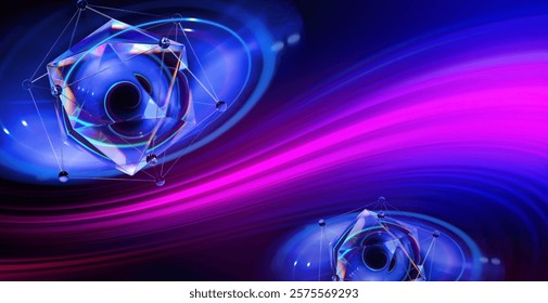 Physical graphic concept of atomic structure. Light ring. Colorful electron particle. 
Speed of light. Particle acceleration. Energy particle physics.
Energy ball. Science technology. Bright sphere.