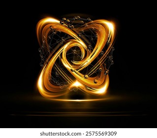 Physical graphic concept of atomic structure. Light ring. Colorful electron particle. 
Speed of light. Particle acceleration. Energy particle physics.
Energy ball. Science technology. Bright sphere.