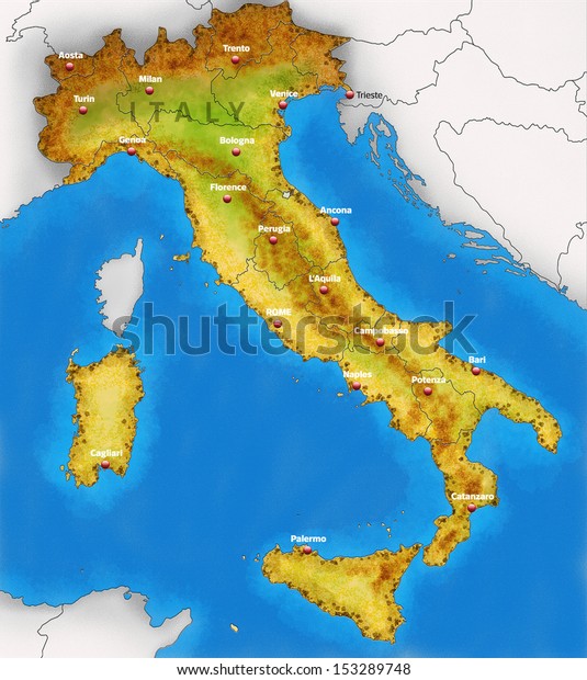 Physical Map Italy Illustration Stock Illustration 153289748