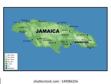 Physical Map Jamaica Stock Illustration 149086256 | Shutterstock