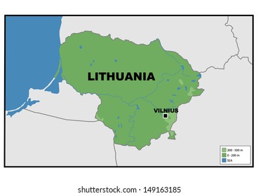 Physical Map Lithuania Stock Illustration 149163185 | Shutterstock