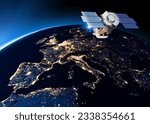 Physical map of Mediterranean and Central Europe. CloudSat is an observation satellite, It uses radar to measure the properties of clouds. Element of this image is furnished by Nasa. 3d rendering