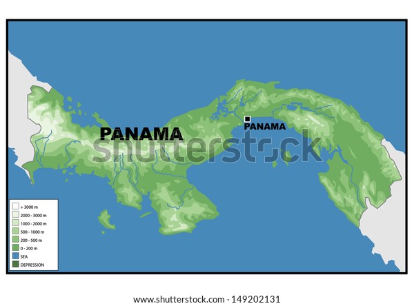 Physical Map Panama Stock Illustration 149202131