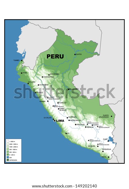 Physical Map Peru 149202140 Shutterstock   Physical Map Peru 600w 149202140 