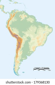 Physical Map South America Graphic Scale Stock Illustration 179368130 ...