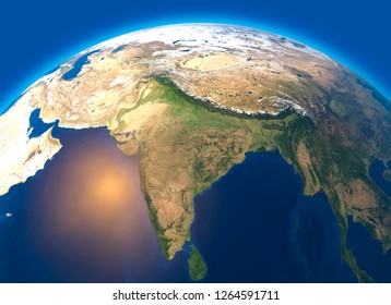 Physical Map World Satellite View India Stock Illustration 1264591711 ...