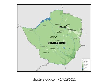 Physical Map Zimbabwe Shutterstock