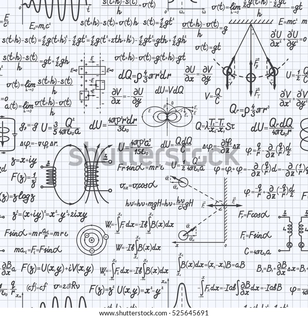 Physical Seamless Pattern Formulas Equations Figures Stock Illustration