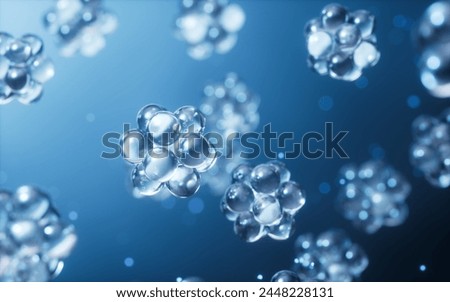 Physics atom with dark blue background, 3d rendering. 3D illustration.